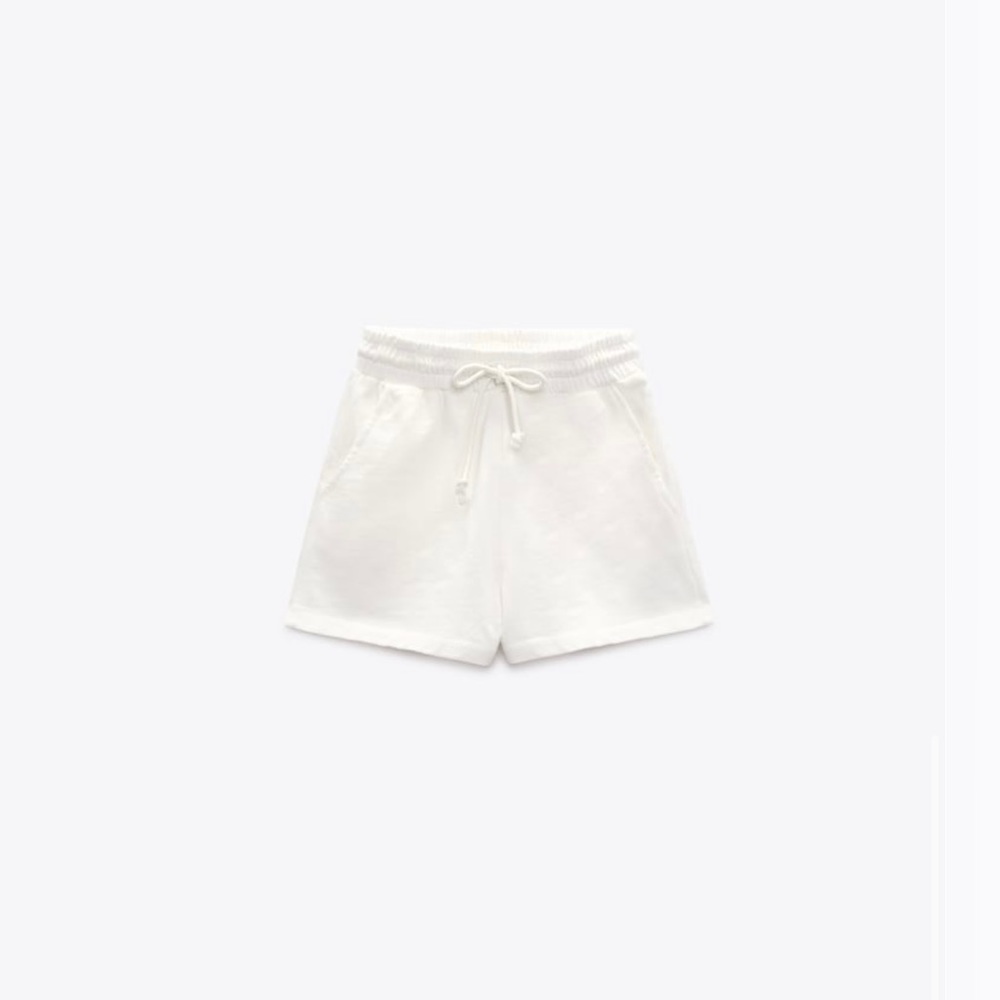 Zara plush white cotton shorts